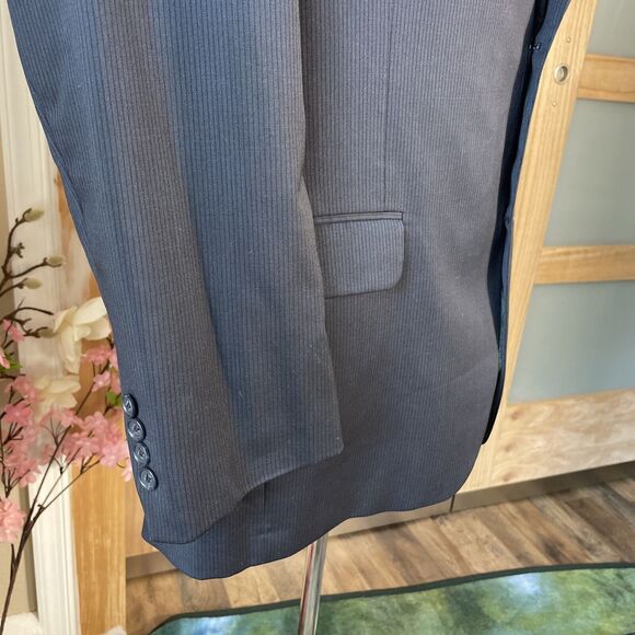 Jack Victor Elite Striped Wool Blazer Blue Two Button Men's Size 44R - Picture 5 of 14